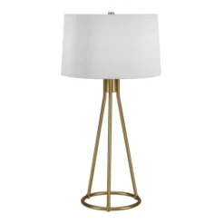 Nova 28" Tall Table Lamp With Fabric Shade In Brass/White