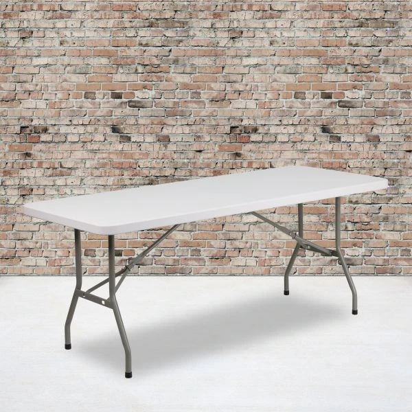 Elon 6-Foot Granite White Plastic Folding Table 1 Elon 6-Foot Granite White Plastic Folding Table