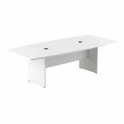 Bush Business Furniture 96W X 42D Boat Shaped Conference Table With Wood Base In White