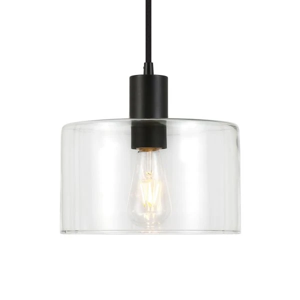 Henri 10" Wide Pendant With Glass Shade In Blackened Bronze/Clear 2 Henri 10" Wide Pendant With Glass Shade In Blackened Bronze/Clear - Image 2