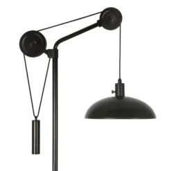 Neo Solid Wheel Pulley System Floor Lamp With Metal Shade In Blackened Bronze/Blackened Bronze -office furniture sale 01685296e402233e3a34d3e5c38c408f06