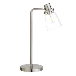 Granville 21" Tall Table Lamp With Glass Shade In Brushed Nickel/Clear