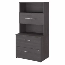 Bush Business Furniture Office 500 36W 2 Drawer Lateral File Cabinet With Hutch In Storm Gray