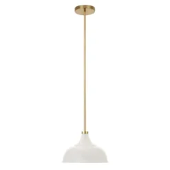Mackenzie 10.75" Wide Pendant With Metal Shade In Matte White/Brass/Matte White