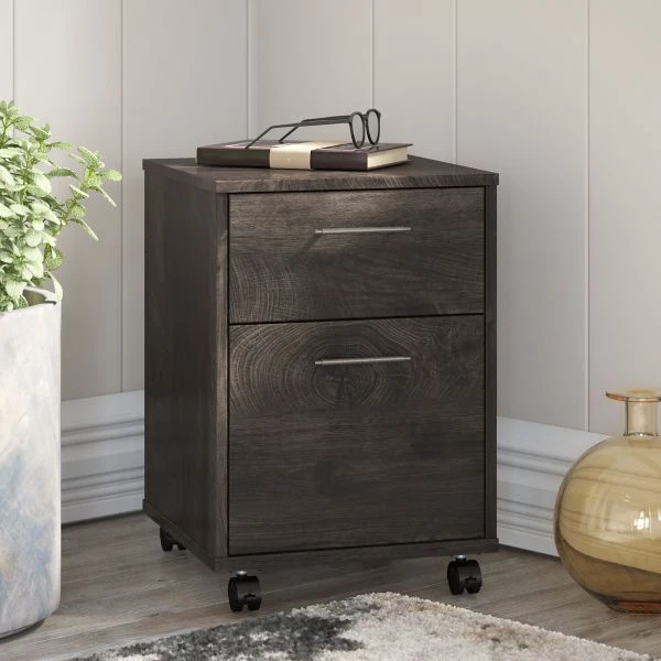 Bush Furniture Key West 2 Drawer Mobile File Cabinet In Dark Gray Hickory 5 Bush Furniture Key West 2 Drawer Mobile File Cabinet In Dark Gray Hickory - Image 5