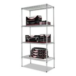 Alera NSF Approved Industrial Heavy-Duty Wire Shelving Starter Kit, 4-Shelf, 36w X 18d X 72h,Silver -office furniture sale 01e5a9dfcf0bc7646484be95b127df8f0a