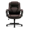 HON HVL402 Series Executive High-Back Chair, Supports Up To 250 Lb, 17" To 21" Seat Height, Brown Seat/Back, Black Base