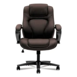 HON HVL402 Series Executive High-Back Chair, Supports Up To 250 Lb, 17" To 21" Seat Height, Brown Seat/Back, Black Base