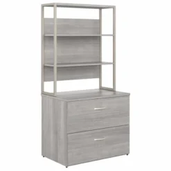 Bush Business Furniture Hybrid 2 Drawer Lateral File Cabinet With Shelves In Platinum Gray