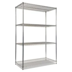 Alera NSF Approved Industrial Heavy-Duty Wire Shelving Starter Kit, 4-Shelf, 48w X 24d X 72h,Silver