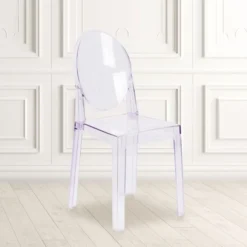Revna Ghost Chair With Oval Back In Revna Transparent Crystal