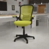 Porter High Back Green Mesh Ergonomic Swivel Office Chair With Black Frame And Flip-up Arms