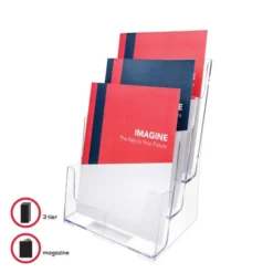 Deflecto 3-Compartment DocuHolder, Magazine Size, 9.5w X 6.25d X 12.63, Clear -office furniture sale 036190003c7d2fc61b08b7dc678f8ec718