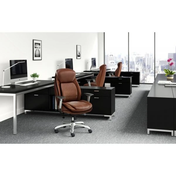 Shaquille O'Neal Zethus Ergonomic Bonded Leather High-Back Executive Chair, Brown 3 Shaquille O'Neal Zethus Ergonomic Bonded Leather High-Back Executive Chair, Brown - Image 3