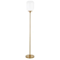 Agnolo 69" Tall Floor Lamp With Glass Shade In Brass/White Milk