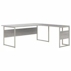 Bush Business Furniture Hybrid 72W X 36D L Shaped Table Desk With Metal Legs In Platinum Gray