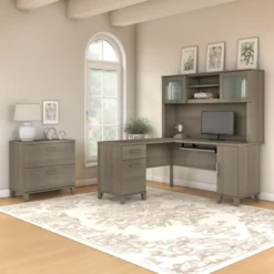 Bush Furniture Somerset 60W L Shaped Desk With Hutch And Lateral File Cabinet In Ash Gray -office furniture sale 03985e1dad43cf7080ff6acae61fd5cd07