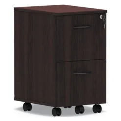 Alera Valencia Series Mobile Pedestal, Left Or Right, 2 Legal/Letter-Size File Drawers, Mahogany, 15.38" X 20" X 26.63"