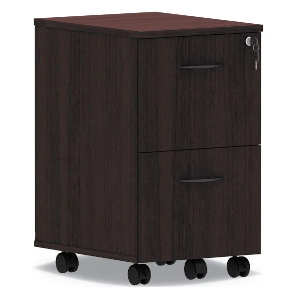 Alera Valencia Series Mobile Pedestal, Left Or Right, 2 Legal/Letter-Size File Drawers, Mahogany, 15.38" X 20" X 26.63" 1 Alera Valencia Series Mobile Pedestal, Left Or Right, 2 Legal/Letter-Size File Drawers, Mahogany, 15.38" X 20" X 26.63"