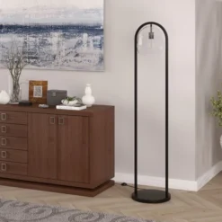 Sydney 64" Floor Lamp With Seeded Glass Shade In Blackened Bronze -office furniture sale 041e181017f0de48459b3b21a61bd94697