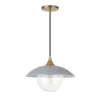 Alvia 14.5" Wide Pendant With Metal/Glass Shade In Cool Gray/Brass/Clear