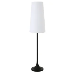 Yana 60" Tall Floor Lamp With Fabric Shade In Blackened Bronze/White