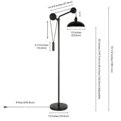Neo Solid Wheel Pulley System Floor Lamp With Metal Shade In Blackened Bronze/Blackened Bronze -office furniture sale 04dc76e63c14387b5c6c44514f90fbb502