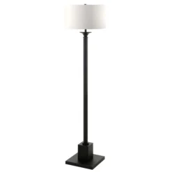 Hadley 65" Tall Floor Lamp With Fabric Shade In Blackened Bronze/White