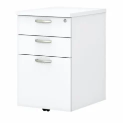 Bush Business Furniture Easy Office 3 Drawer Mobile File Cabinet In Pure White