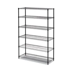 Alera NSF Certified 6-Shelf Wire Shelving Kit, 48w X 18d X 72h, Black