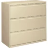 HON 800 Series Three-Drawer Lateral File, Letter/Legal/A4, 42w X 18d X 39.13h, Putty