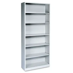 HON Metal Bookcase, Six-Shelf, 34.5w X 12.63d X 81.13h, Light Gray