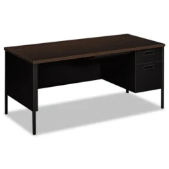 HON Metro Classic Series Right Pedestal "L" Workstation Desk, 66" X 30" X 29.5", Mocha/Black