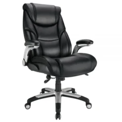 Torval Big & Tall Bonded Leather High-Back Computer Chair, Black/Silver, BIFMA Certified