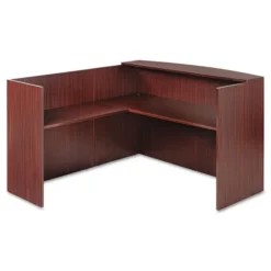 Alera Valencia Series Reception Desk With Transaction Counter, 71" X 35.5" X 29.5" To 42.5", Mahogany -office furniture sale 06def5be77932df05588db3d502876122d