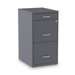 Alera Soho Vertical File Cabinet, 3 Drawers: Pencil/File/File, Letter, Charcoal, 14" X 18" X 26.9"