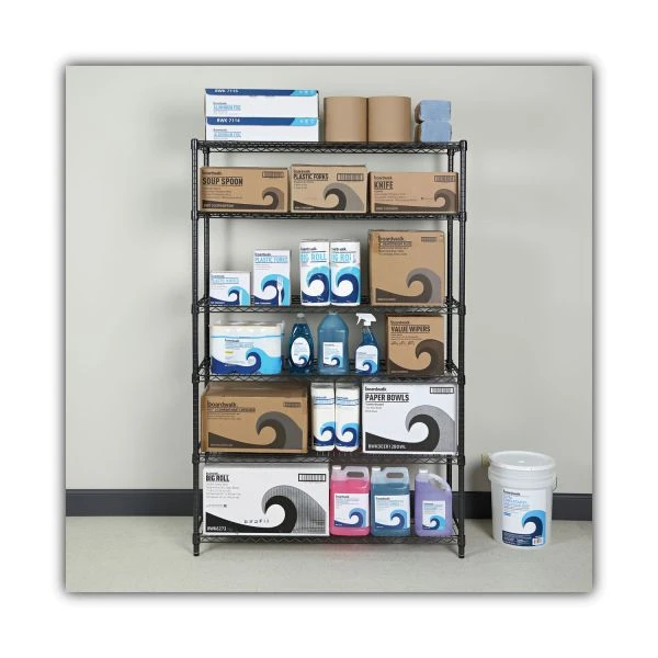 Alera NSF Certified 6-Shelf Wire Shelving Kit, 48w X 18d X 72h, Black Anthracite 9 Alera NSF Certified 6-Shelf Wire Shelving Kit, 48w X 18d X 72h, Black Anthracite - Image 9