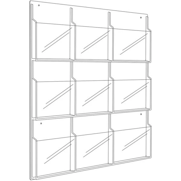 Safco Reveal Clear Literature Displays, 9 Compartments, 30w X 2d X 36.75h, Clear 4 Safco Reveal Clear Literature Displays, 9 Compartments, 30w X 2d X 36.75h, Clear - Image 4