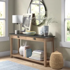 Howland 22" Tall Table Lamp With Fabric Shade In Blackened Bronze/Concrete/White -office furniture sale 072edc986ae0b4ddb0e416fb00c431ed5d