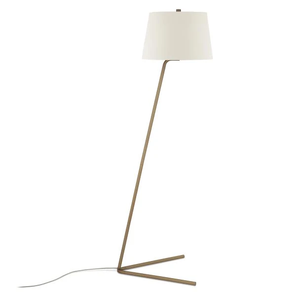 Markos Tilted Floor Lamp With Fabric Shade In Brass/White 6 Markos Tilted Floor Lamp With Fabric Shade In Brass/White - Image 6