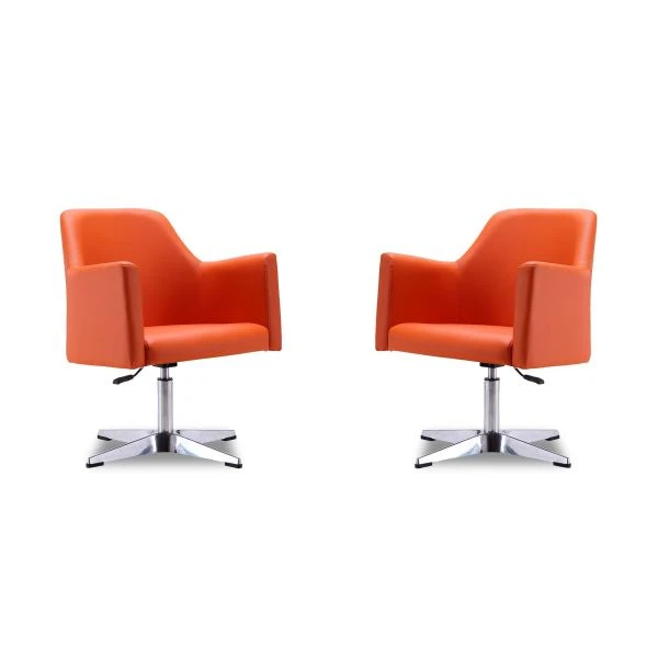 Pelo Adjustable Height Swivel Accent Chair In Orange And Polished Chrome (Set Of 2) 1 Pelo Adjustable Height Swivel Accent Chair In Orange And Polished Chrome (Set Of 2)