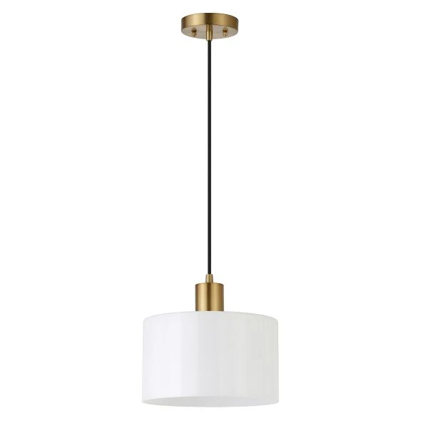 Henri 10" Wide Pendant With Glass Shade In Brass/White Milk 1 Henri 10" Wide Pendant With Glass Shade In Brass/White Milk
