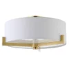 Hamlin 17" Wide 2-Light Semi Flush Mount With Fabric Shade In Brushed Brass/White