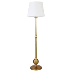 Wilmer 68" Tall Floor Lamp With Fabric Shade In Brushed Brass/White