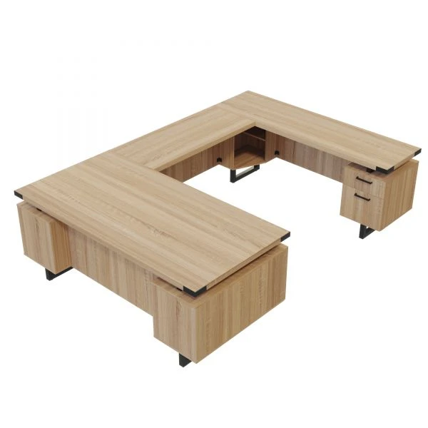 Mirella U-Shaped Configuration Desk, BBB/BF, Sand Dune 2 Mirella U-Shaped Configuration Desk, BBB/BF, Sand Dune - Image 2