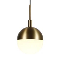 Orb 8" Wide Small Pendant With Glass Shade In Brass/White Milk -office furniture sale 087707a01d984c1b96077859b3c5a4c992