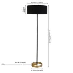 Estella Two-Tone Floor Lamp With Fabric Shade In Matte Black/Brass/Black -office furniture sale 0886151dc168e362ea7a77768e19ab2dd8