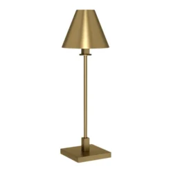 Clement 28" Tall Table Lamp With Metal Shade In Brass/Brass