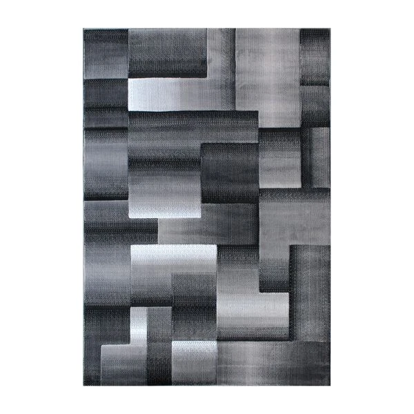 Elio Collection 5' X 7' Gray Color Blocked Area Rug - Olefin Rug With Jute Backing - Entryway, Living Room, Or Bedroom 2 Elio Collection 5' X 7' Gray Color Blocked Area Rug - Olefin Rug With Jute Backing - Entryway, Living Room, Or Bedroom - Image 2