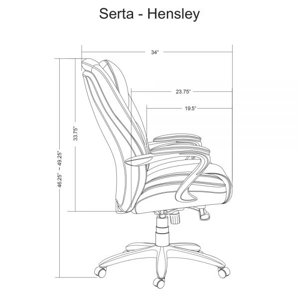 Serta Smart Layers Hensley Big & Tall Ergonomic Bonded Leather High-Back Chair, Black/Silver 2 Serta Smart Layers Hensley Big & Tall Ergonomic Bonded Leather High-Back Chair, Black/Silver - Image 2